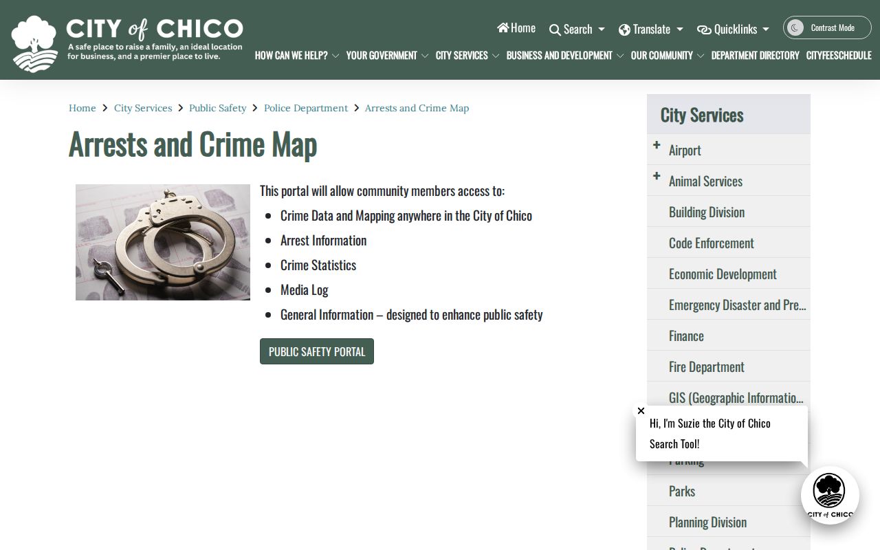 Chico Butte County arrest information and crime map