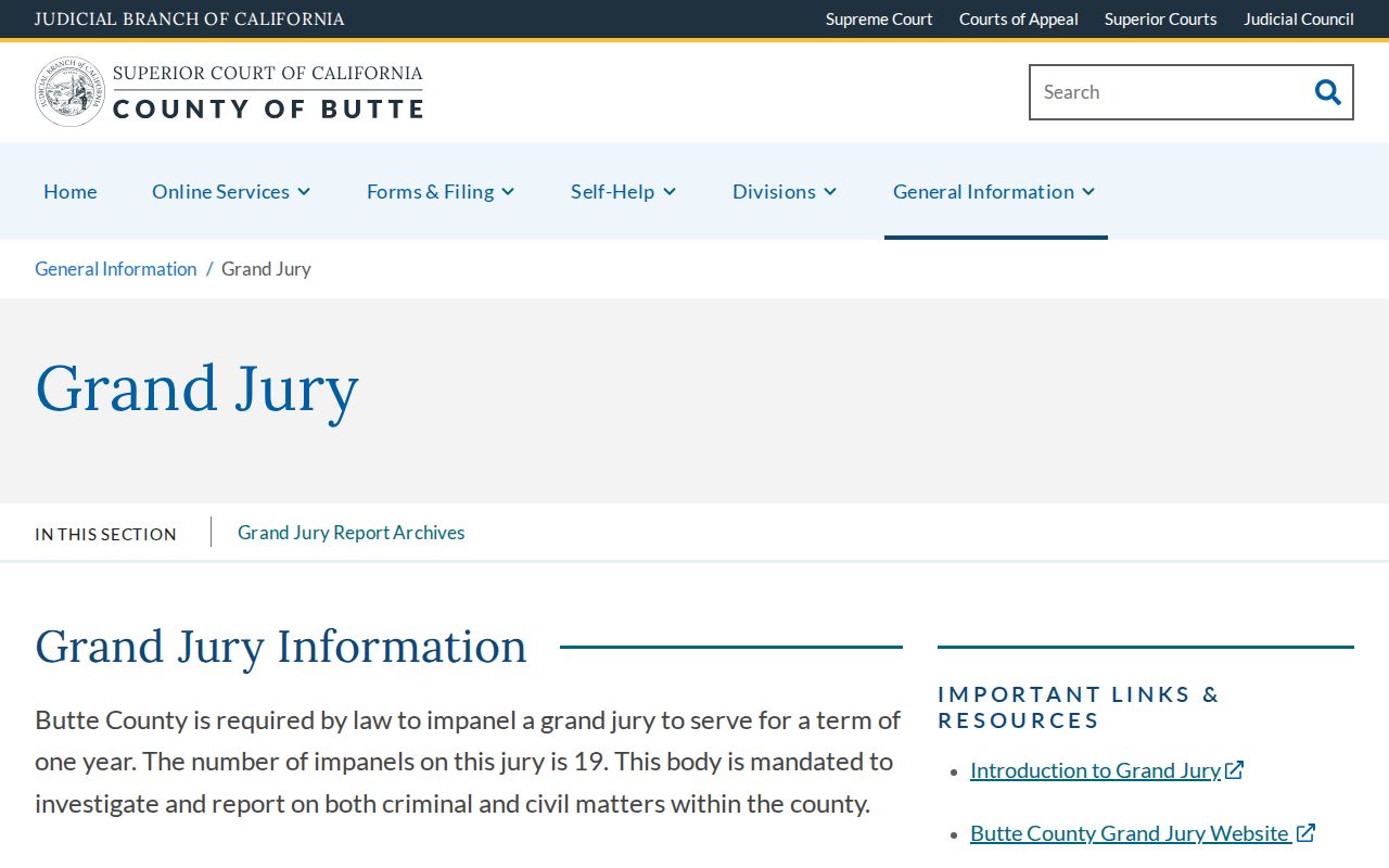 Butte County criminal cases grand jury information
